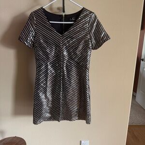 Lulus Broadway Star Gold Sequin Mini Dress. Medium